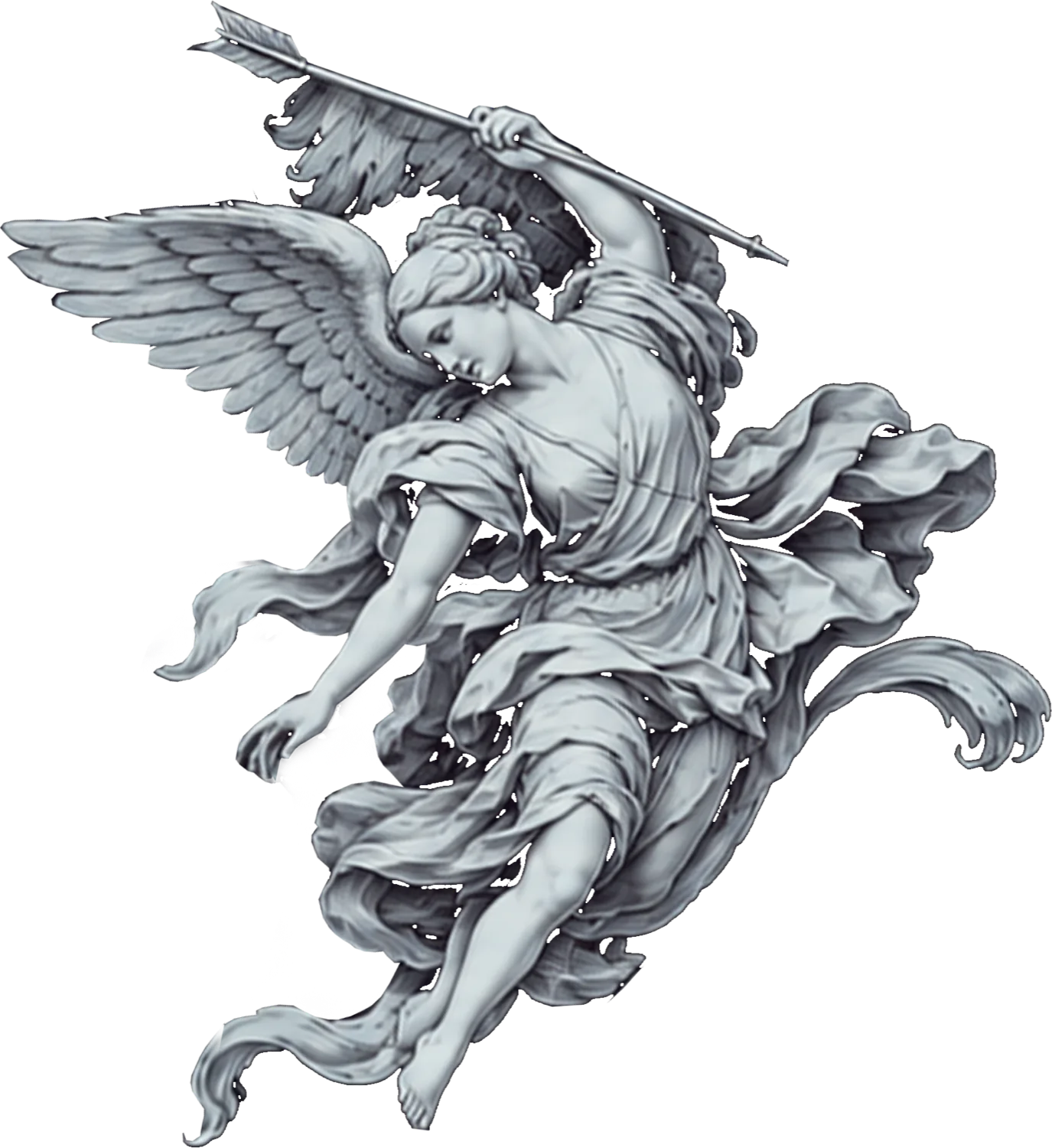 Stone angel holding an arrow